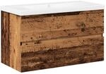 vidaXL Waschbeckenunterschrank mit Einbaubecken Altholz-Optik 3328923