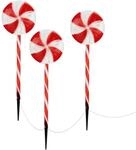 ECD Germany 3Er Set LED Lollipop-Weihnachtsweg Aussen 60 LED 3m 8 Modi