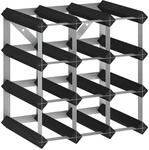 vidaXL Weinregal f&uuml;r 12 Flaschen Schwarz Massivholz Kiefer 32,5 x 22,5 x 32,5 cm