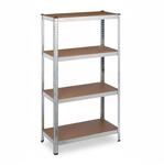 Relaxdays Schwerlastregal Stahl Silber Mit 4 B&ouml;den H&ouml;henverstellbar Teilbar 157 cm