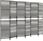 vidaXL Paravent 6 Tlg Grau Poly Rattan 365402