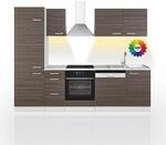 Vicco Optima K&uuml;chenzeile Edelgrau/Wei&szlig; 270 cm ohne Arbeitsplatte mit
