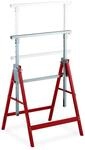 Relaxdays Klappbock Stahl Rot Silber H&ouml;henverstellbar 130 cm x 69 cm x 58 cm