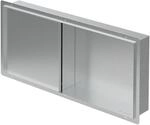 LuxeBath Wandnische Dusche Edelstahl mit T&uuml;r 25,5x55,5 cm Silber