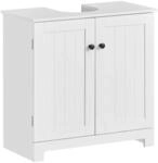 SoBuy Waschbeckenunterschrank mit 2 F&auml;chern MDF Wei&szlig; 60 cm BZR18-II-W