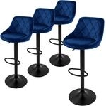 ML-Design Barhocker 4Er Set aus Samt Blau Gepolsterter Drehbar
