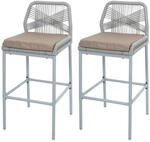 MCW Barhocker O21 2er-Set Hellgrau Kissen Taupe