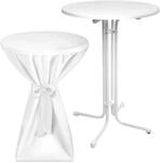Beautissu Sylt Stehtisch &oslash; 80cm Wei&szlig; mit Premium Stehtischhusse &oslash; 80cm Wei&szlig;