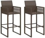 vidaXL Garten-Barhocker 2 Stk Braun Poly Rattan 368703