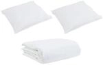 vidaXL Bettdecken Set mit Kissen 3-Tlg Wei&szlig; Daunenfeder 3376991