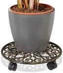 Relaxdays Pflanzenroller Gusseisen Bronze Rund 7,5 cm x 33,5 cm x 33,5 cm