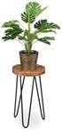 Relaxdays Blumenhocker Akazienholz Eisen Dunkelbraun Schwarz 42 cm x 25 cm 2,7...