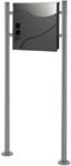 ECD Germany Standbriefkasten Anthrazit/Silber mit Zeitungsfach Pfosten Silber