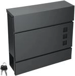 ECD Germany Briefkasten mit Zeitungsfach 37x10,5x36,5 cm in Anthrazit aus Stahl