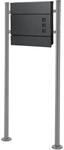 ECD Germany Standbriefkasten Anthrazit 37x10,5x36,5cm mit Zeitungsfach Pfosten