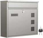 Wiltec Briefkasten V12 Edelstahl 360X115X315Mm Schloss Namensschild Postkasten