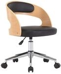vidaXL Drehbarer B&uuml;rostuhl Schwarz Bugholz und Kunstleder 3054845
