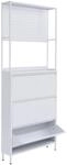 MCW Schuhschrank O86 3 Kippf&auml;cher Ablage Haken Metall 201x80x20cm Wei&szlig;