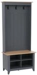 MCW Garderobe P28 3 Haken 4 Stauf&auml;cher Melamin 170x76x39cm Dunkelgrau Natur