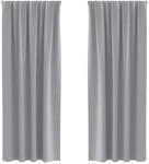 vidaXL Verdunkelungs-Vorh&auml;nge mit Ringen Hellgrau Polyester 4107457