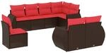vidaXL 8-Tlg Gartensofa-Set mit Kissen Braun Polyrattan 3221643