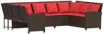 vidaXL Gartensofa mit Kissen Braun Poly Rattan 3365336