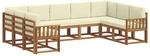 vidaXL Outdoor-Sofagarnitur mit Kissen 9-Tlg Natur und Creme 3366978