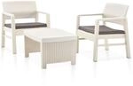 vidaXL 3-tlg Garten-Lounge-Set Kunststoff Wei&szlig;