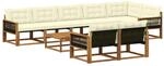 vidaXL Outdoor-Sofagarnitur mit Kissen 9 Stk Natur und Creme 3381518