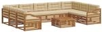 vidaXL Sofagarnituren 10 Tlg Natur und Beige Massivholz Akazie 3374188