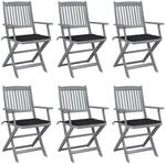 vidaXL Klappbare Gartenst&uuml;hle 6 Stk mit Sitzkissen Massivholz Akazie 3065414