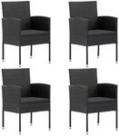 vidaXL Gartenst&uuml;hle mit Kissen 4 Stk Schwarz Polyrattan 318709