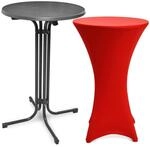 Beautissu Bellini Stehtisch &oslash; 70cm Grau mit Stella Stehtischhusse &oslash; 70cm Rot