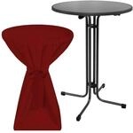 Beautissu Sylt Stehtisch &oslash; 80cm Grau mit Premium Stehtischhusse &oslash; 80cm Bordeaux