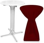 Beautissu Bellini Stehtisch &oslash; 60cm Wei&szlig; mit Premium Stehtischhusse &oslash; 60cm Bordeaux