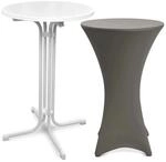 Beautissu Bellini Stehtisch &oslash; 60cm Wei&szlig; mit Stella Stehtischhusse &oslash; 60cm Anthrazit