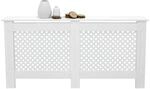 ECD Germany Heizk&ouml;rperverkleidung mit Wabenmuster 152x19x82 cm Wei&szlig; MDF Lackiert