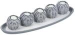 Relaxdays Teelichthalter Set Polyresin Echtwachs Grau Wei&szlig; mit 5 Teelichthaltern