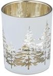 Relaxdays Teelichthalter 12er Set Glas Wei&szlig; Gold Verspiegelt 8,5 cm x 7 cm 170 g