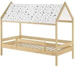 Erst-Holz Kinderbett Hausbett 90 x 200 cm mit Himmel und Rausfallschutz Kiefer...
