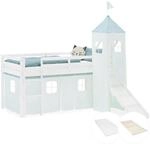 Homestyle4u Kinder Hochbett 90x200 Rutsche Matratze Gr&uuml;n Kinderbett 2945