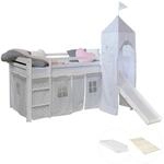 Homestyle4u Kinderhochbett 90x200 Wei&szlig; mit Lattenrost und Matratze 2774