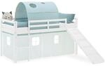 Homestyle4u Kinder Hochbett 90x200 Rutsche Vorhang Tunnel Gr&uuml;n Kinderbett 2934