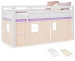 Homestyle4u Kinder Hochbett 90x200 mit Matratze Vorhang Lila Orange 2960
