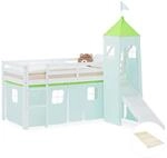 Homestyle4u Kinder Hochbett 90x200 Rutsche Lattenrost Gr&uuml;n Kinderbett 2975