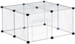Relaxdays Freilaufgehege Eisen Kunststoff Transparent Schwarz Wei&szlig; Erweiterbar 37 cm