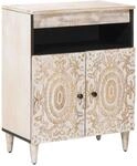 vidaXL Sideboard mit Speicher Wei&szlig; 60 x 33,5 x 75 cm Massivholz Mango 4018393