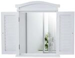 MCW Wandspiegel mit Fensterl&auml;den Wei&szlig; Lackiert