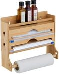 Relaxdays Wandrollenhalter Bambus Natur Mit Schneider 30,5 cm x 36,5 cm x 12 cm