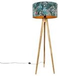 QAZQA Dreibeinstativ Vintage Holz mit Haube Pfauengr&uuml;n 50 cm Dreibeinstativ...